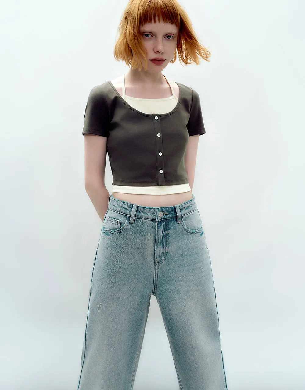 Halter Neck 2 In 1 Knitted T-Shirt sold by Urban Revivo product image thumbnail 3