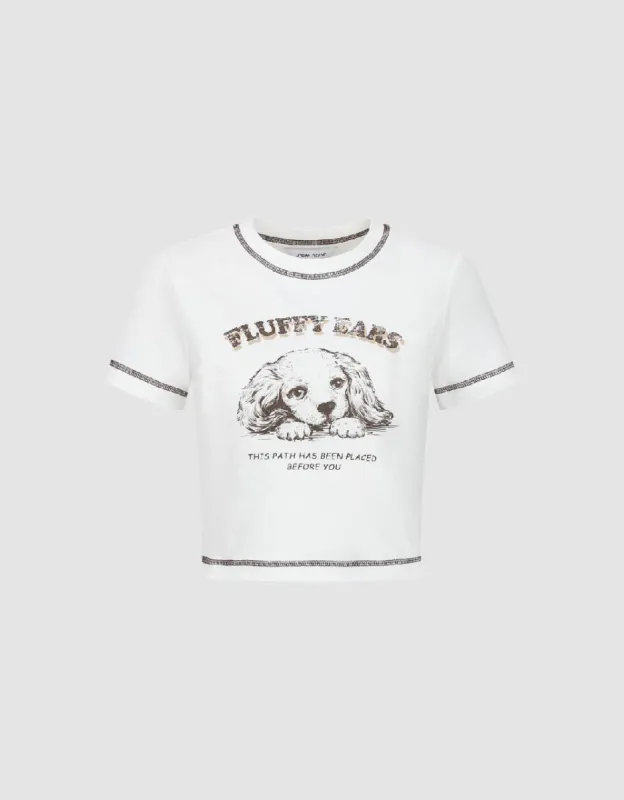 Pets Printed Crew Neck Skinny T-Shirt sold by Urban Revivo