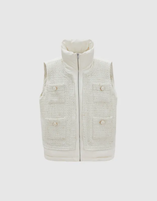 Combination Tweed Down Gilet sold by Urban Revivo