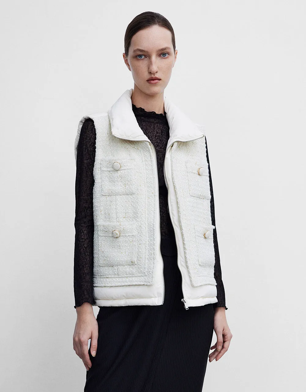 Combination Tweed Down Gilet sold by Urban Revivo product image thumbnail 2