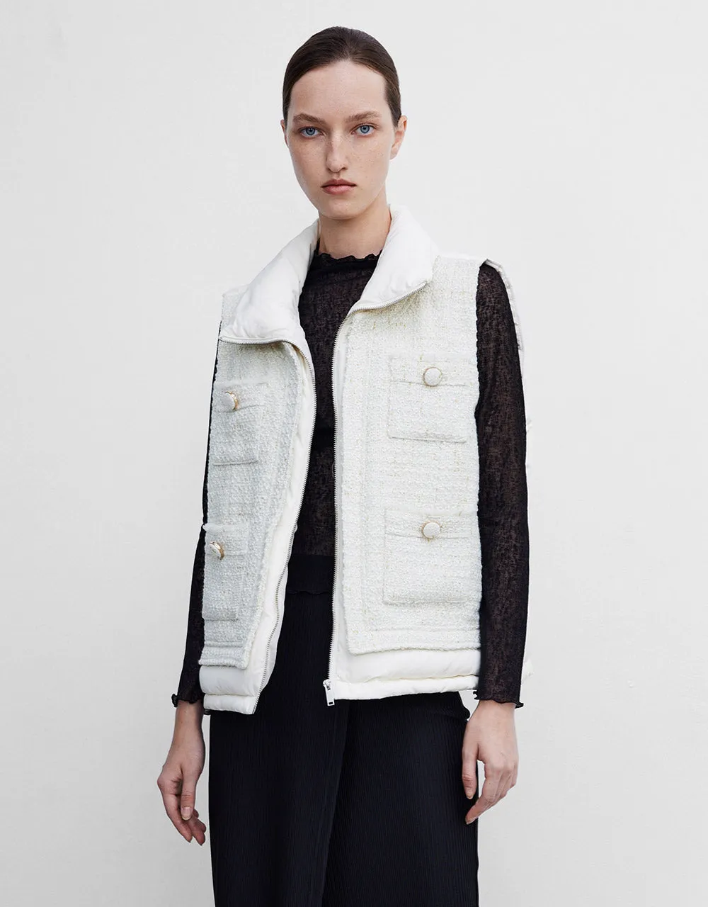 Combination Tweed Down Gilet sold by Urban Revivo product image thumbnail 5