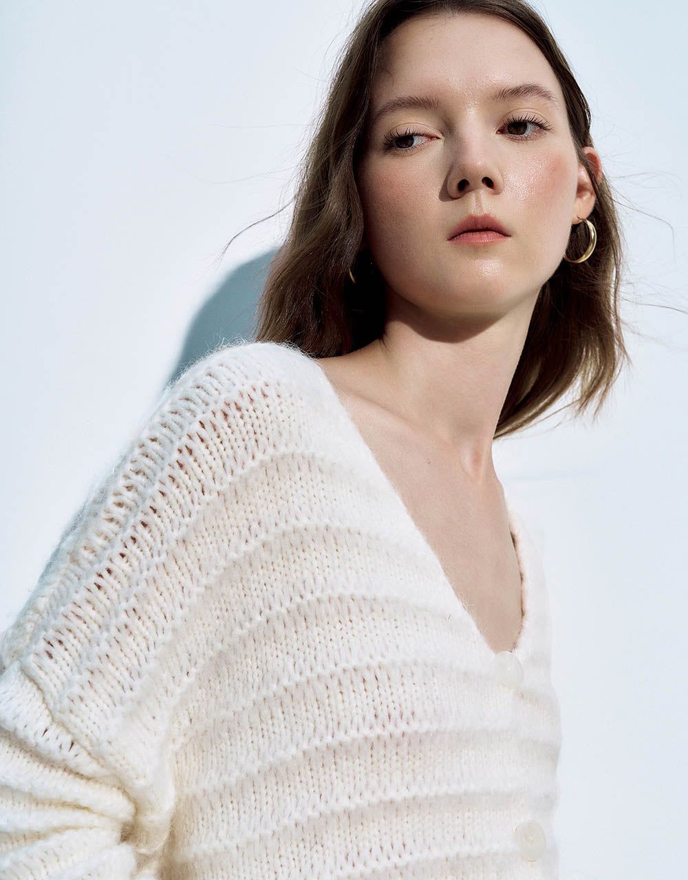 Puff Sleeve V-Neck Knitted Cardigan sold by Urban Revivo product image thumbnail 3