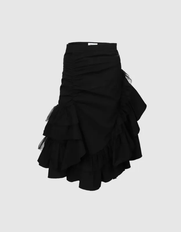 Asymmetric Ruffled Skirt sold by Urban Revivo
