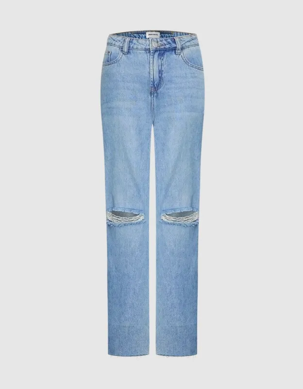 Ripped Raw Hem Jeans sold by Urban Revivo
