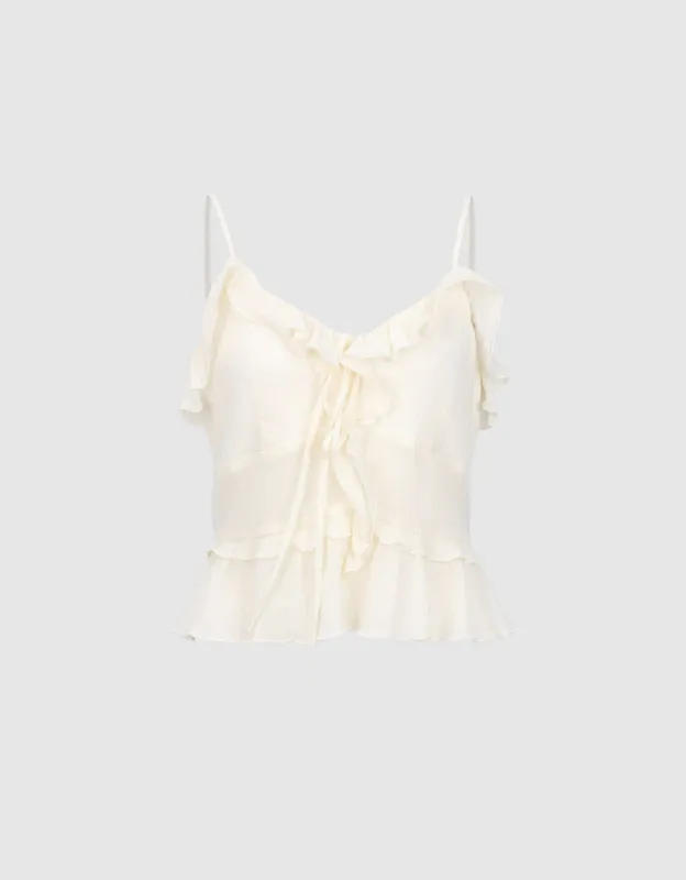 Ruffle U Neck Cami Top sold by Urban Revivo