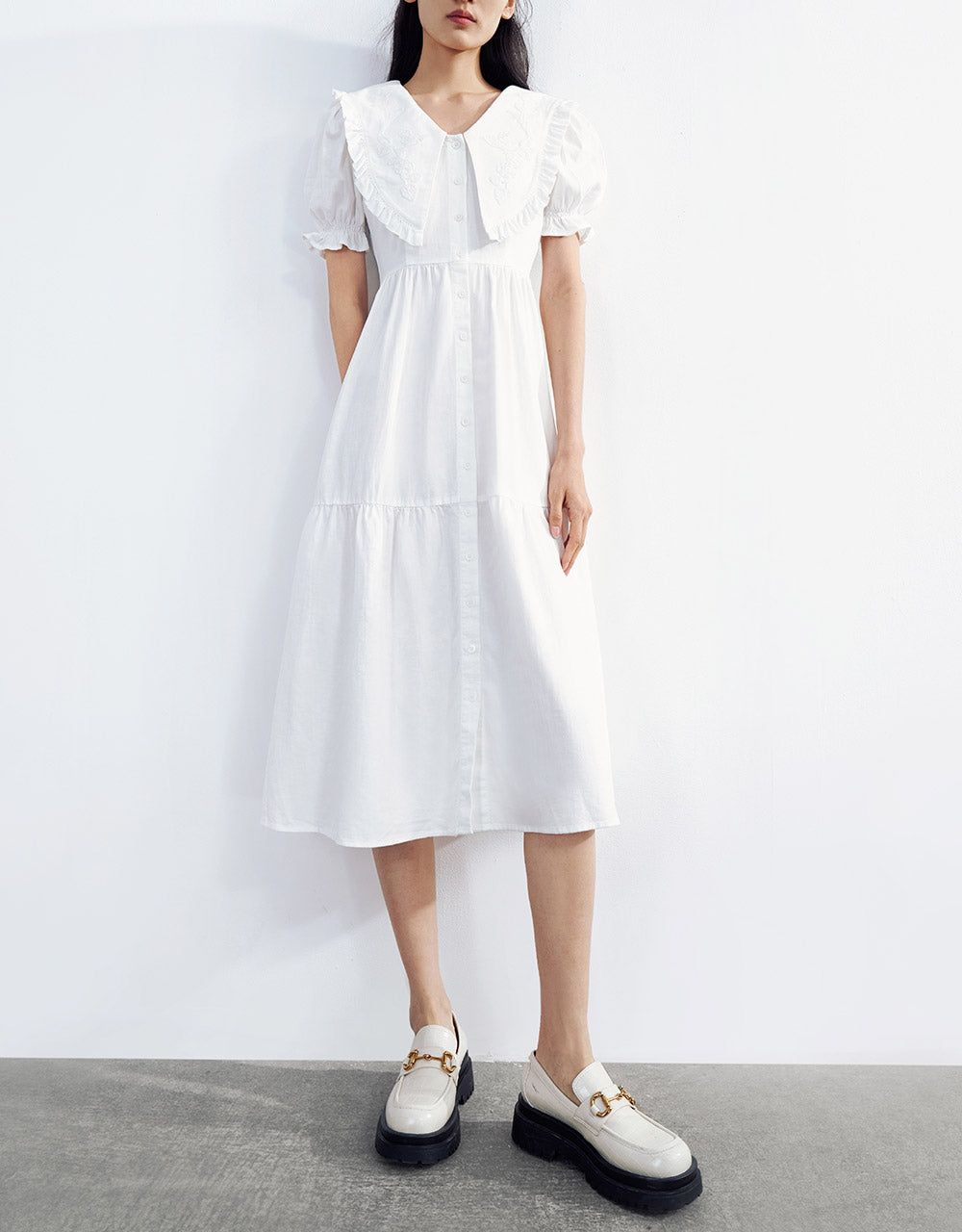 Statement Collar Button Front Denim Dress sold by Urban Revivo product image thumbnail 5