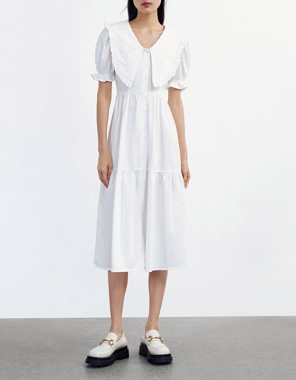 Statement Collar Button Front Denim Dress sold by Urban Revivo product image thumbnail 2