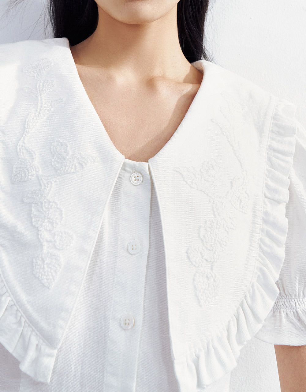 Statement Collar Button Front Denim Dress sold by Urban Revivo product image thumbnail 3