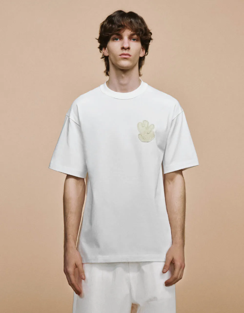 Embossed Crew Neck A-Line T-Shirt sold by Urban Revivo