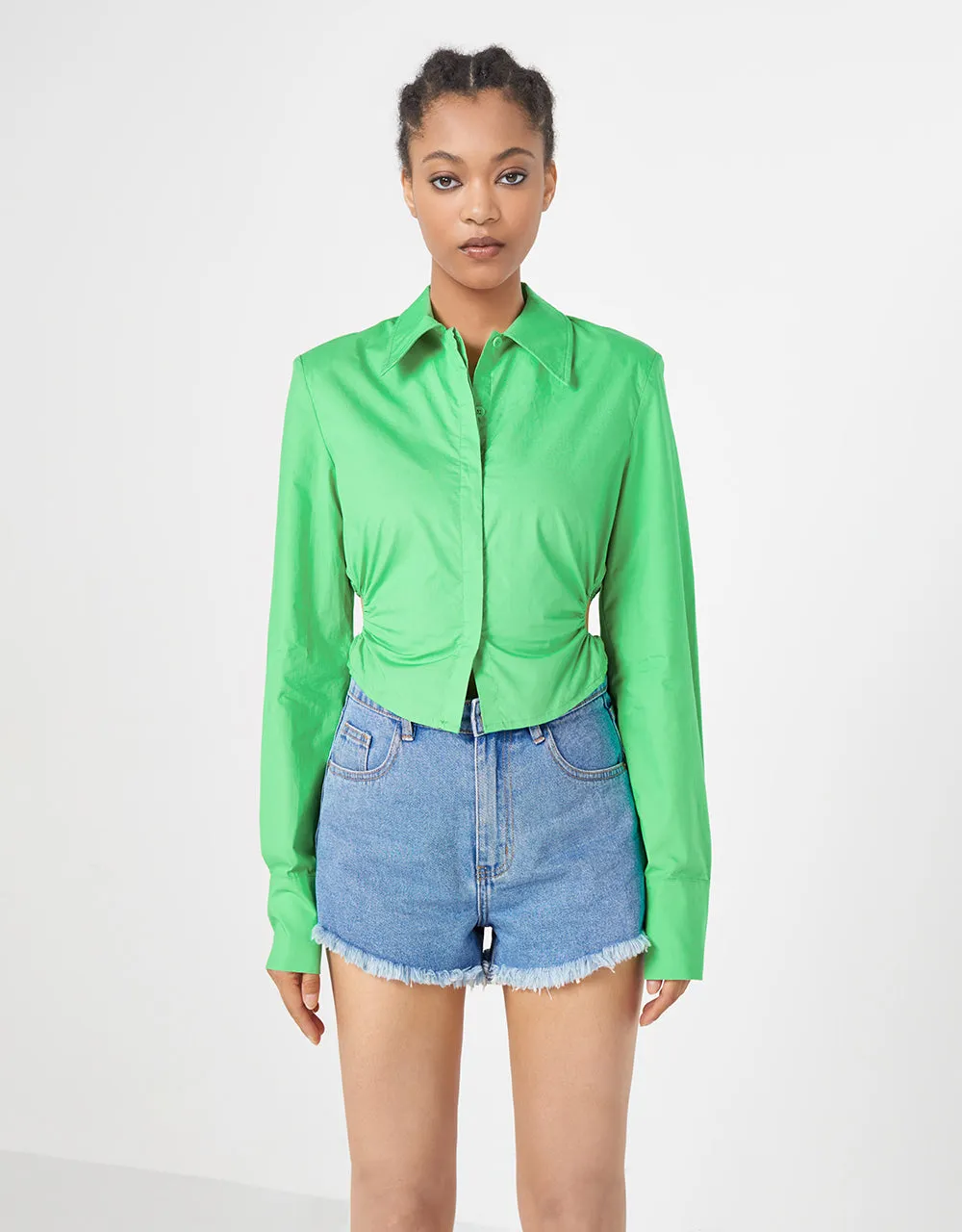 Ruched Button Up Blouse sold by Urban Revivo product image thumbnail 3