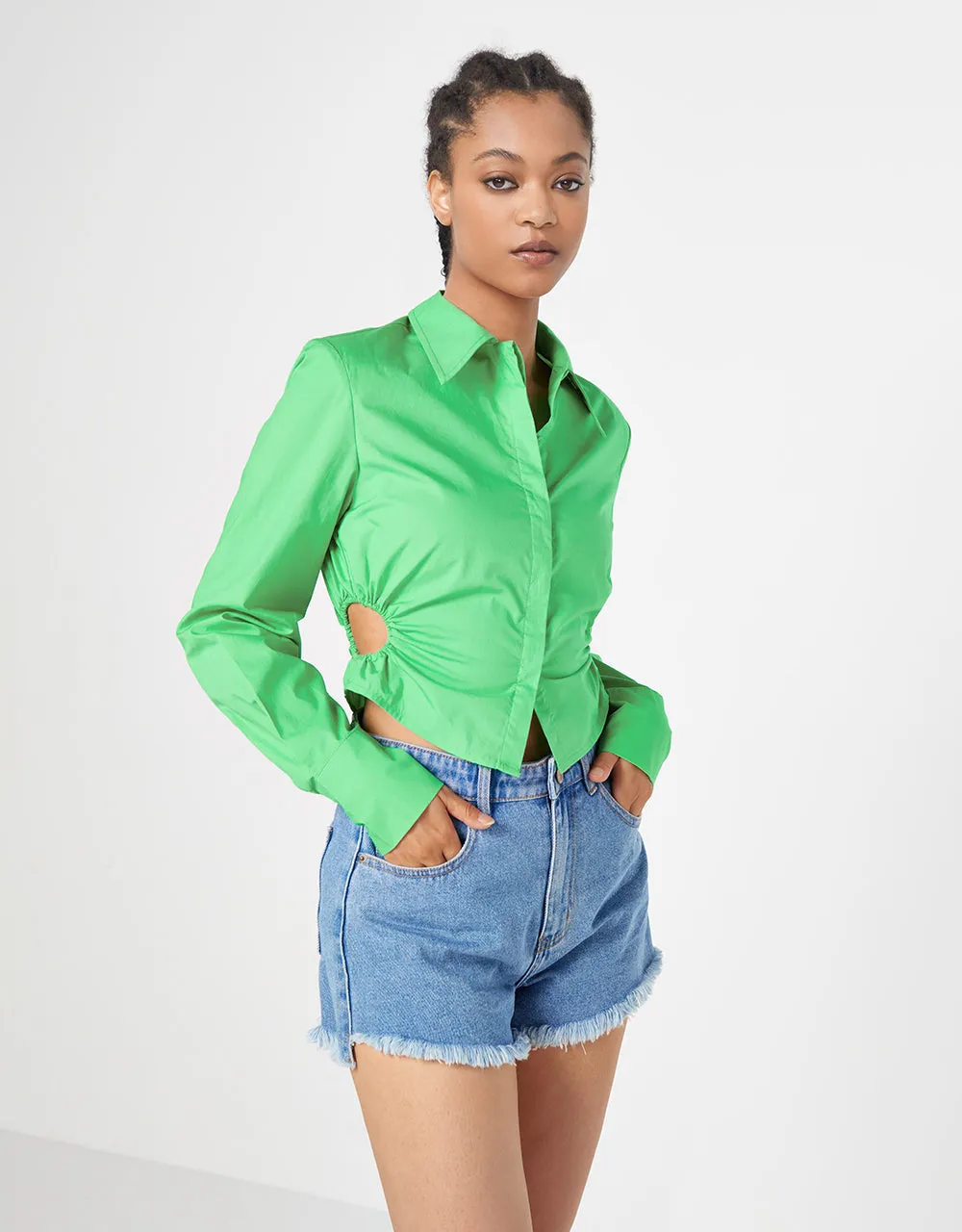 Ruched Button Up Blouse sold by Urban Revivo