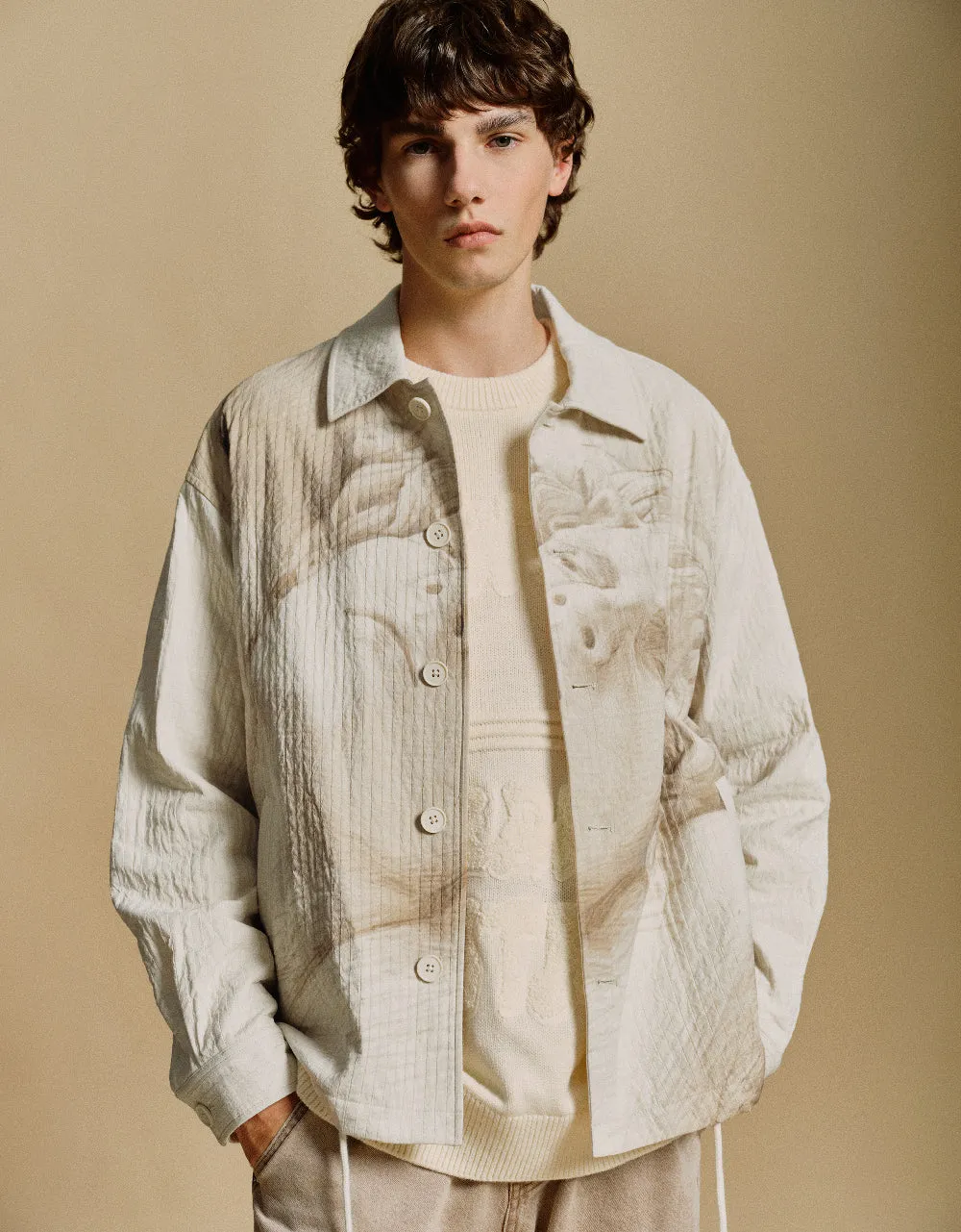 Printed Button Up Jacket sold by Urban Revivo