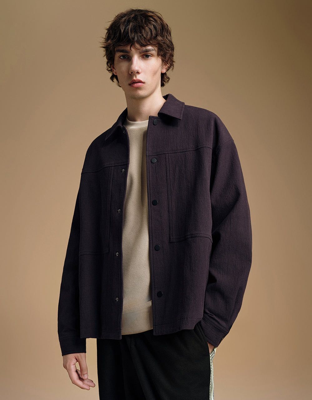 Press Button Textured Jacket sold by Urban Revivo