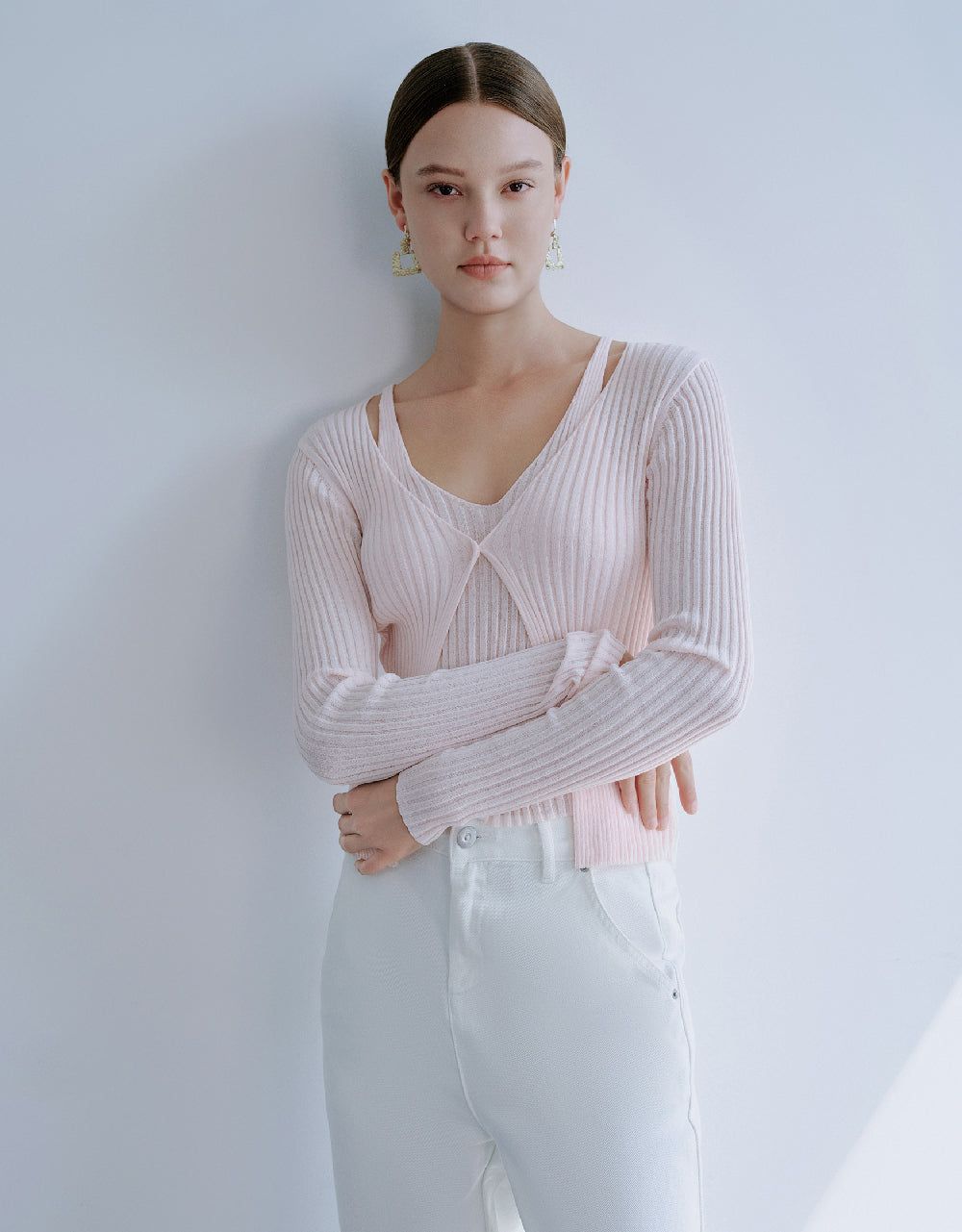 2 In 1 V-Neck Knitted T-Shirt sold by Urban Revivo