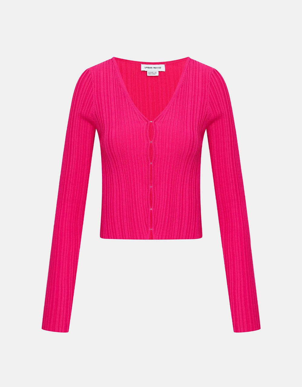 Textured Rib Knit Cardigan sold by Urban Revivo