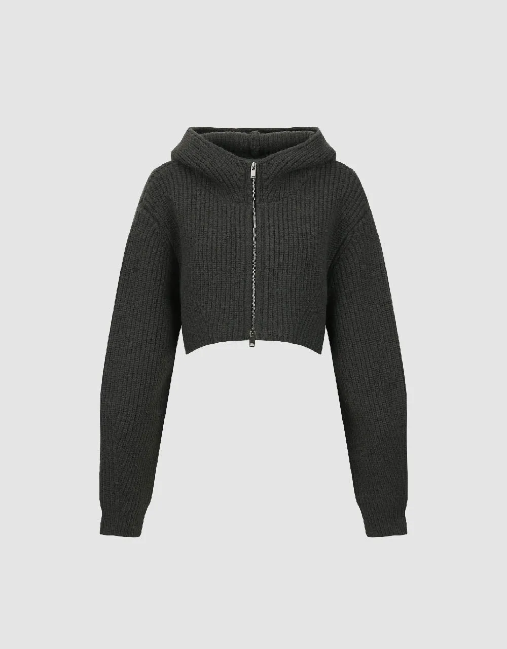 Zipper Front Hooded Knitted Cardigan sold by Urban Revivo