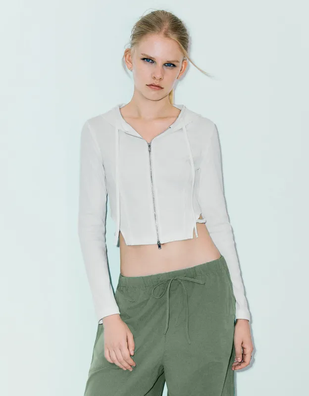Zipper Front Hooded Jacket sold by Urban Revivo
