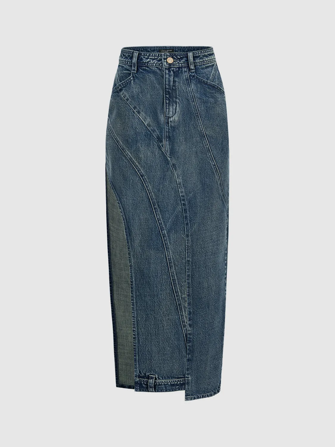 Asymmetric Maxi Denim Skirt sold by Urban Revivo