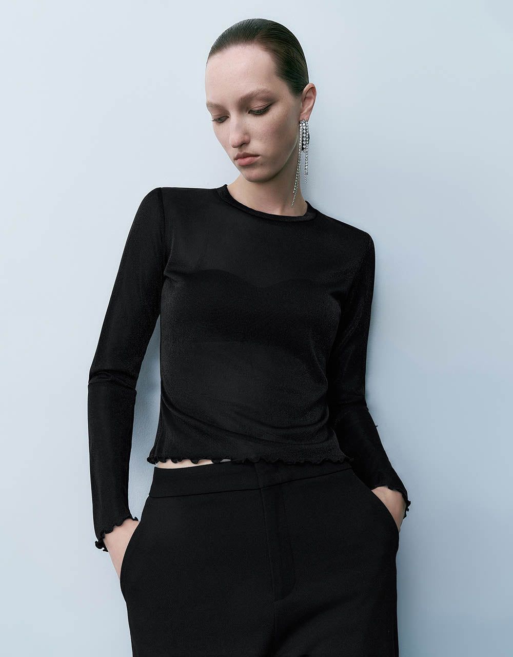 Lettuce Trim Skinny T-Shirt sold by Urban Revivo