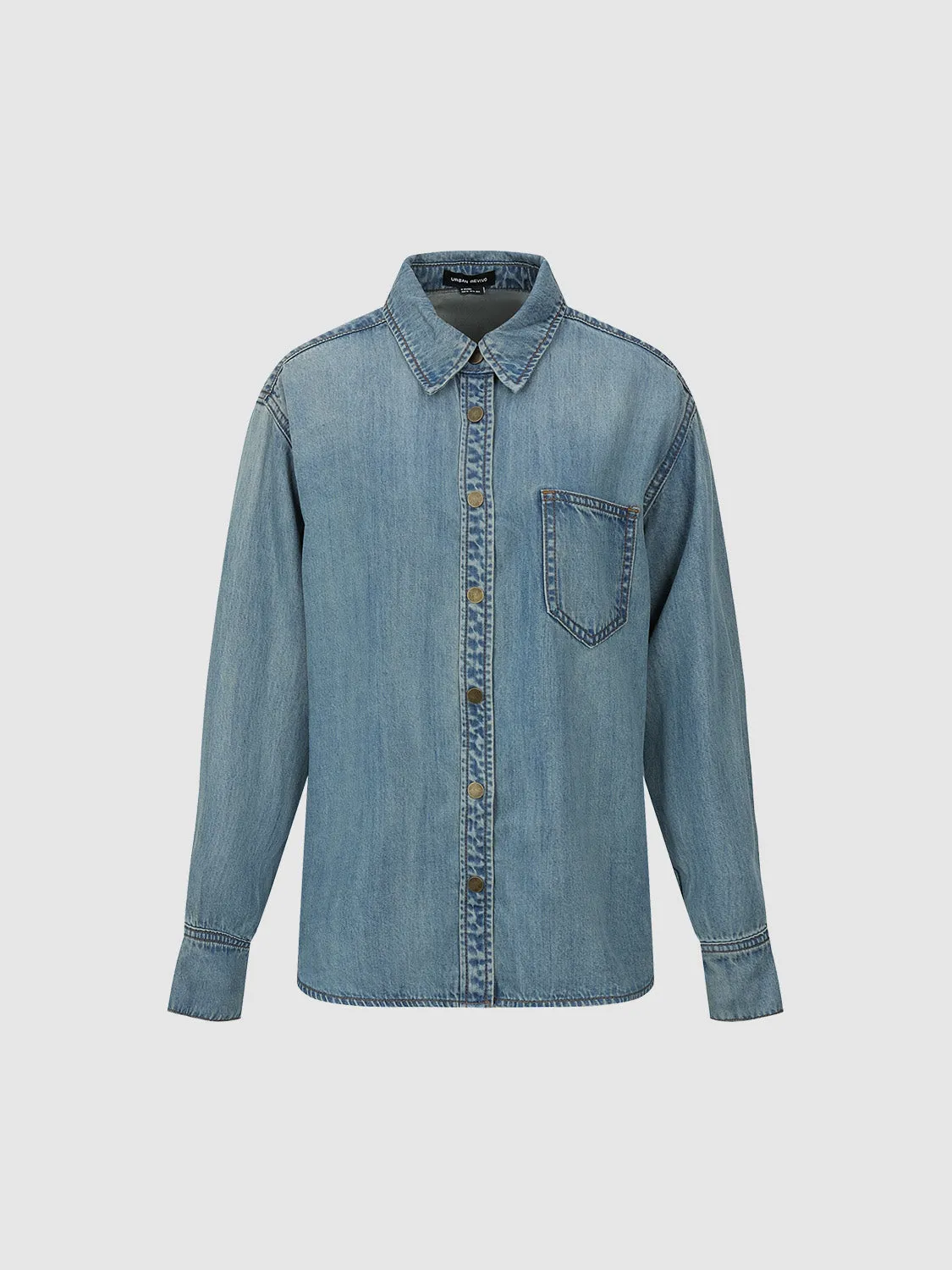 Button Up Loose Denim Shirt sold by Urban Revivo product image thumbnail 2