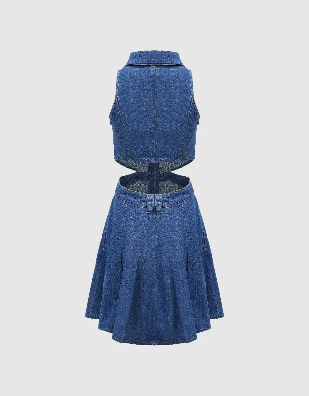 Cut-Out Sleeveless Denim Dress sold by Urban Revivo product image thumbnail 5