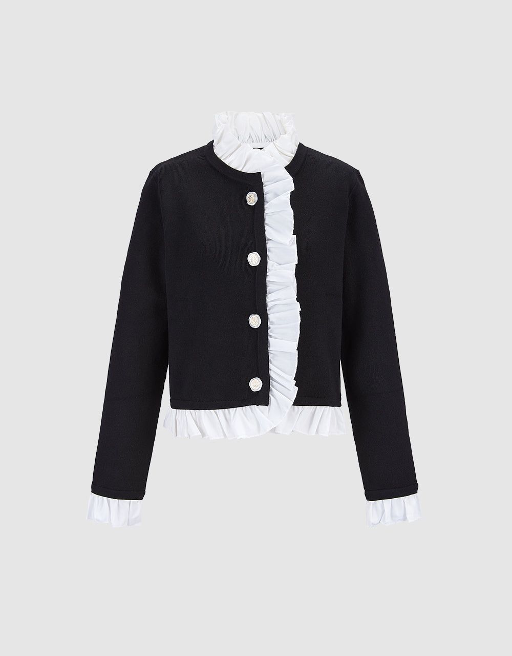 Contrast Ruffled Hem Cardigan sold by Urban Revivo