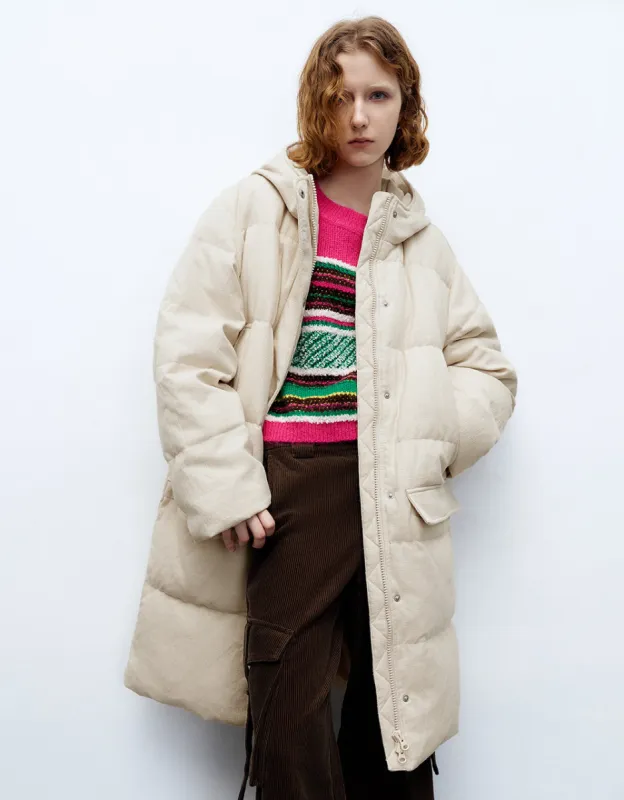 Drop Shoulder Sleeve Hooded Down Jacket sold by Urban Revivo