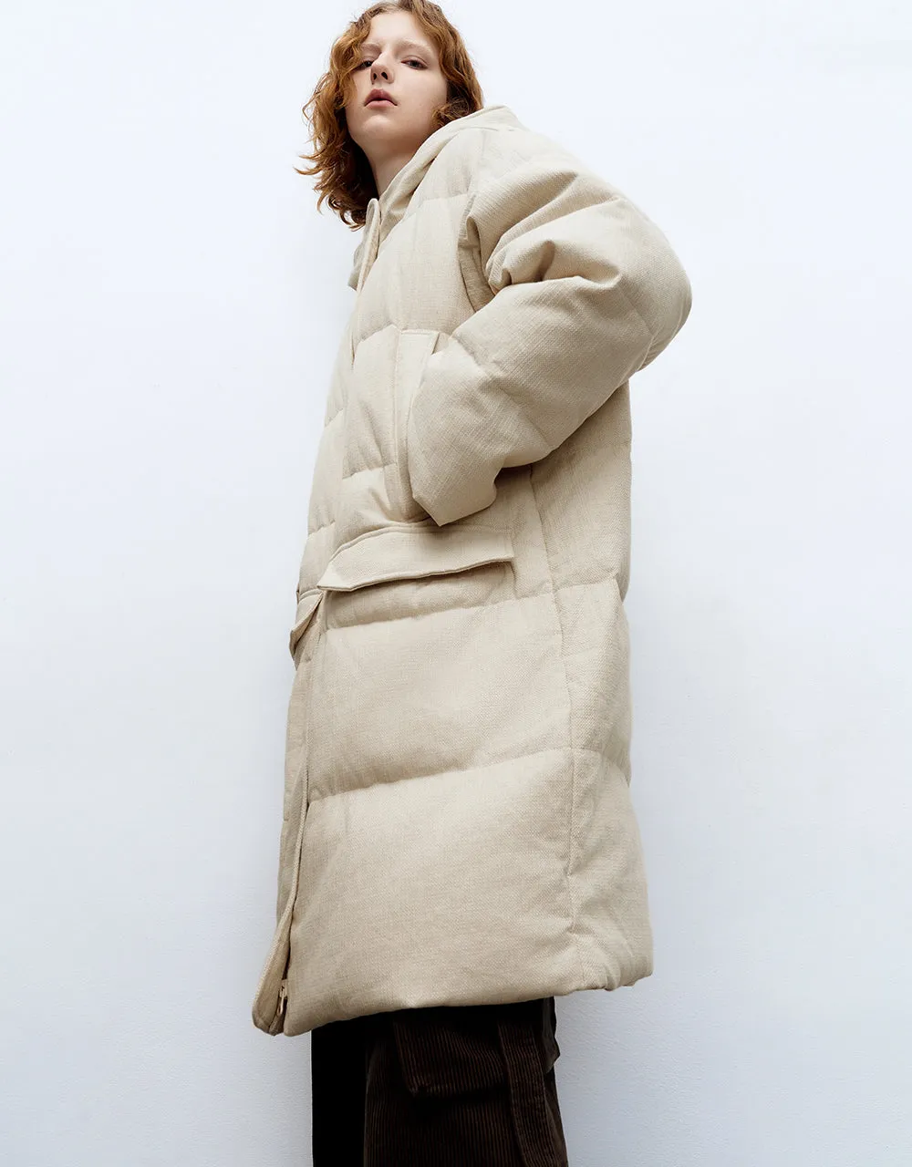 Drop Shoulder Sleeve Hooded Down Jacket sold by Urban Revivo product image thumbnail 3
