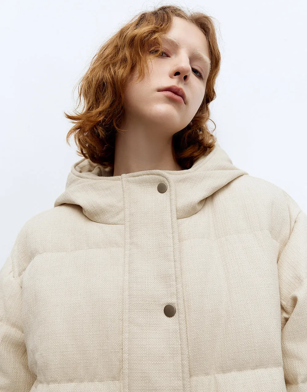 Drop Shoulder Sleeve Hooded Down Jacket sold by Urban Revivo product image thumbnail 5