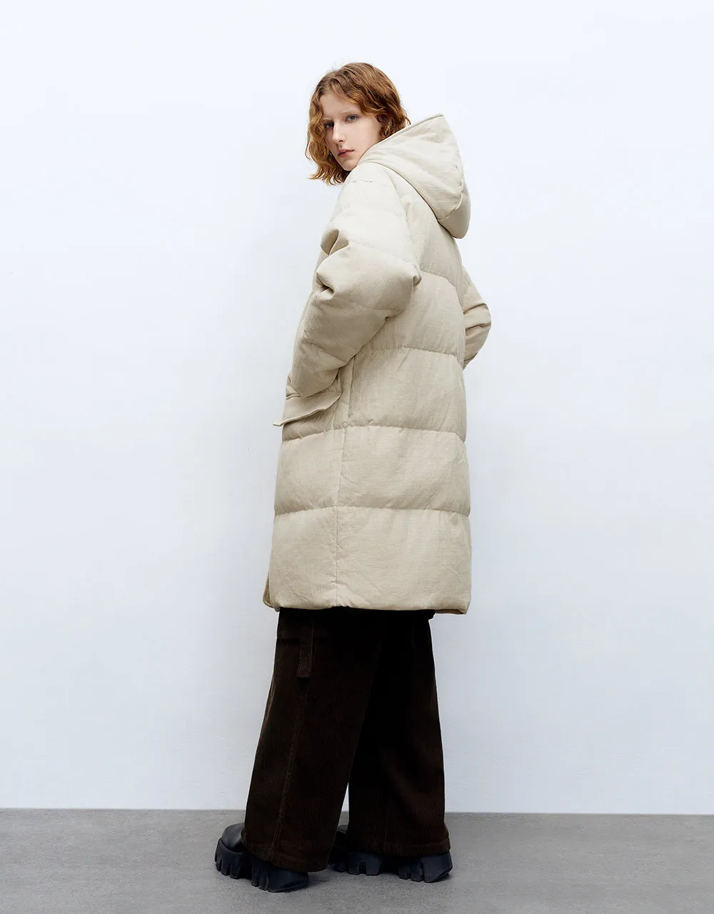 Drop Shoulder Sleeve Hooded Down Jacket sold by Urban Revivo product image thumbnail 4