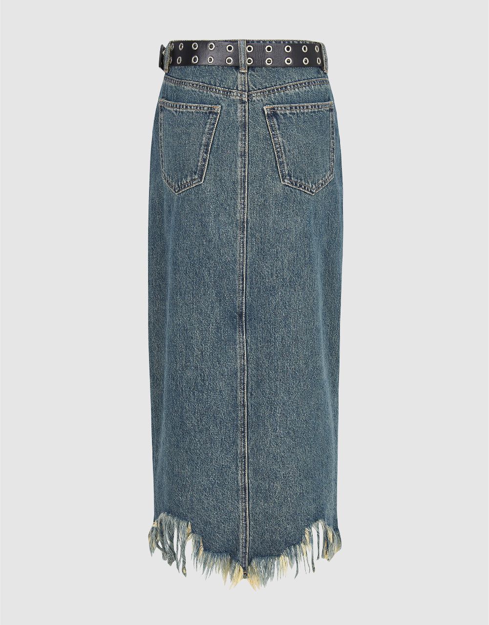Raw Hem Straight Denim Skirt sold by Urban Revivo product image thumbnail 3