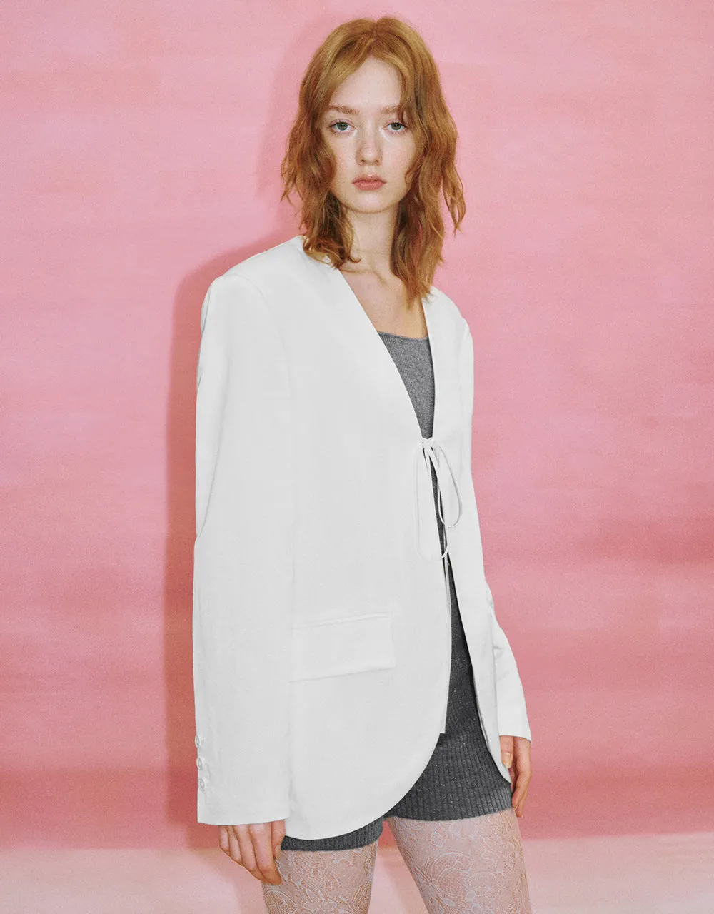 Tie Front Tailored Blazer sold by Urban Revivo