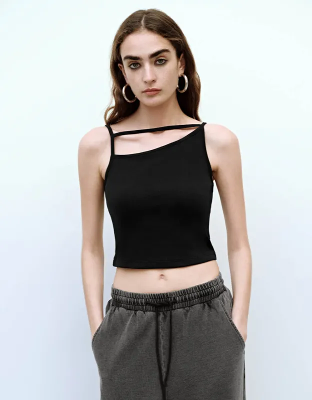 Asymmetric Off-Shoulder Skinny Tank Top sold by Urban Revivo