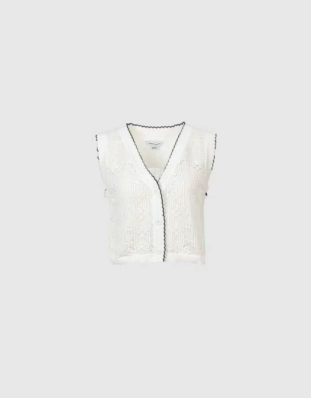 Contrast Trim Knitted Vest sold by Urban Revivo