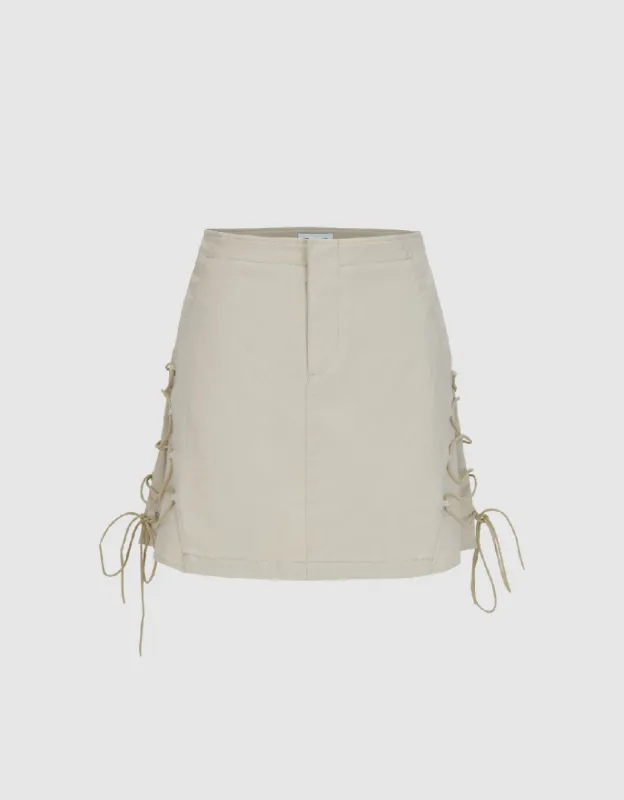 Mini Lace Up A-Line Skirt sold by Urban Revivo
