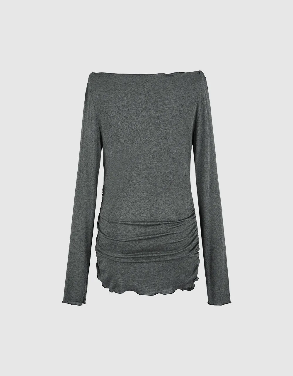 Boat Neck Ruched Skinny T-Shirt sold by Urban Revivo product image thumbnail 5