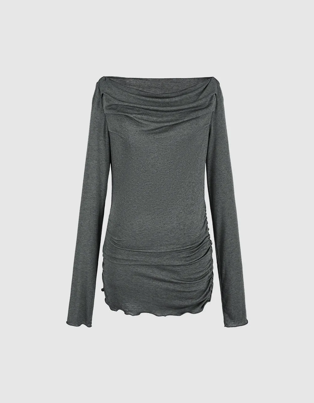 Boat Neck Ruched Skinny T-Shirt sold by Urban Revivo