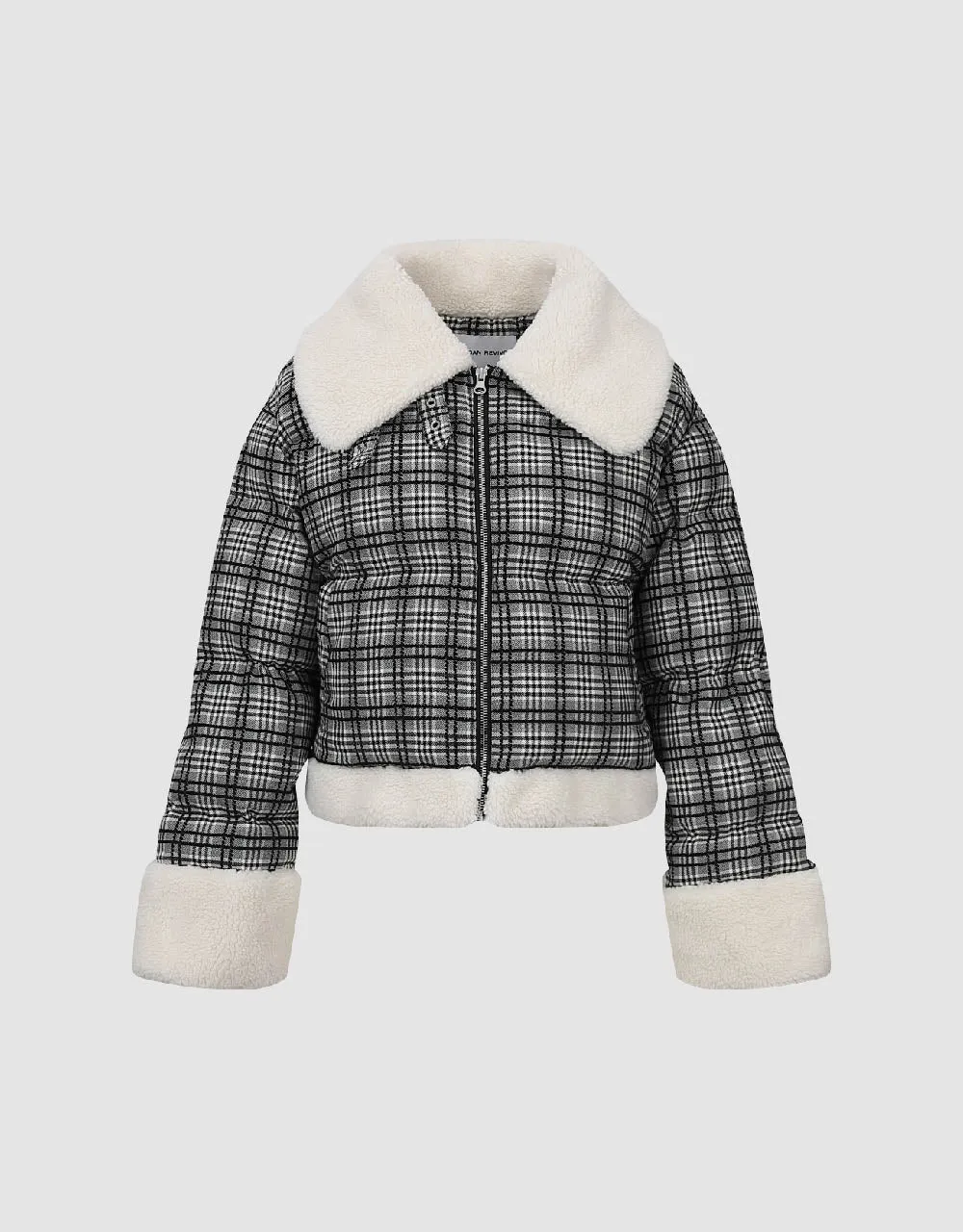 Zipper Front Plaid Furry Padded Coat sold by Urban Revivo product image thumbnail 2