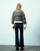 Zipper Front Plaid Furry Padded Coat sold by Urban Revivo
