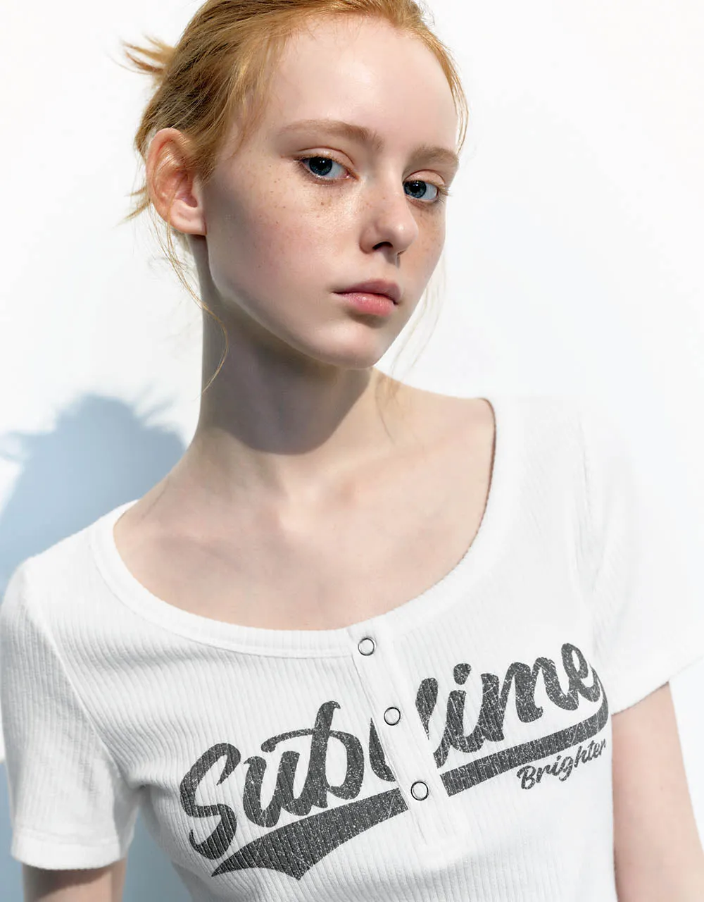 Letter Printed Crew Neck Skinny T-Shirt sold by Urban Revivo product image thumbnail 4