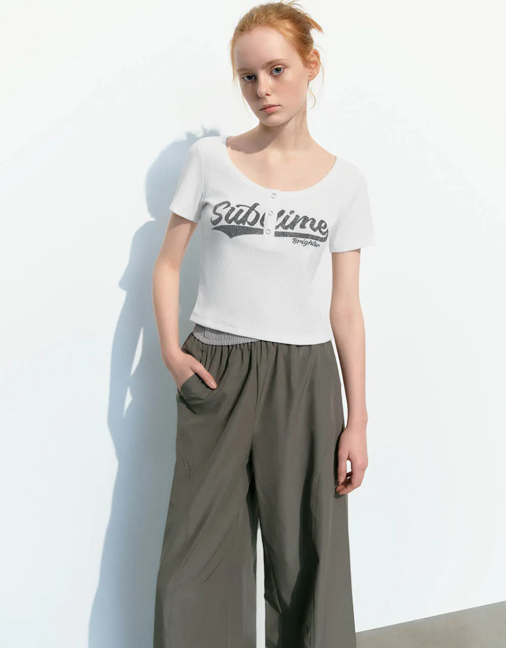 Letter Printed Crew Neck Skinny T-Shirt sold by Urban Revivo product image thumbnail 3