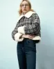 Zipper Front Plaid Furry Padded Coat sold by Urban Revivo