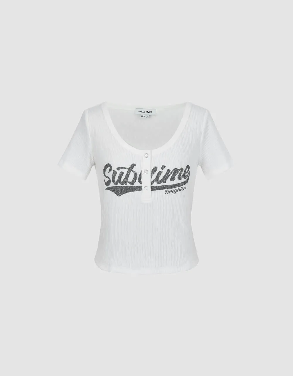 Letter Printed Crew Neck Skinny T-Shirt sold by Urban Revivo product image thumbnail 2