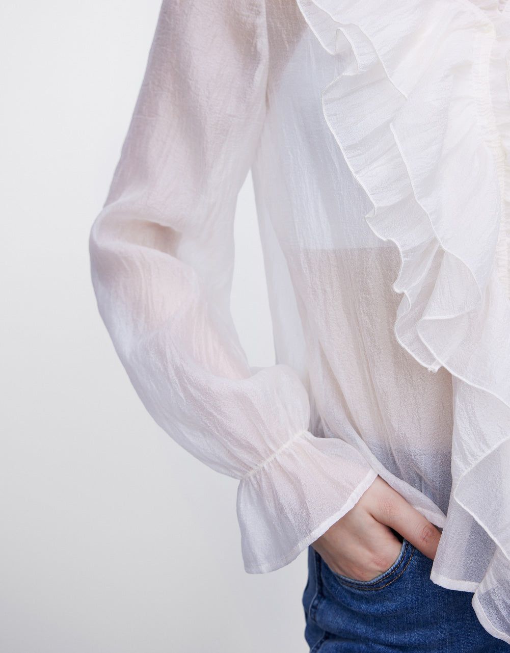 Ruffle V-Neck Shirt sold by Urban Revivo product image thumbnail 5