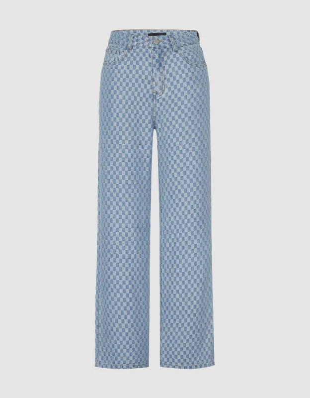 Checkered Straight Jeans sold by Urban Revivo