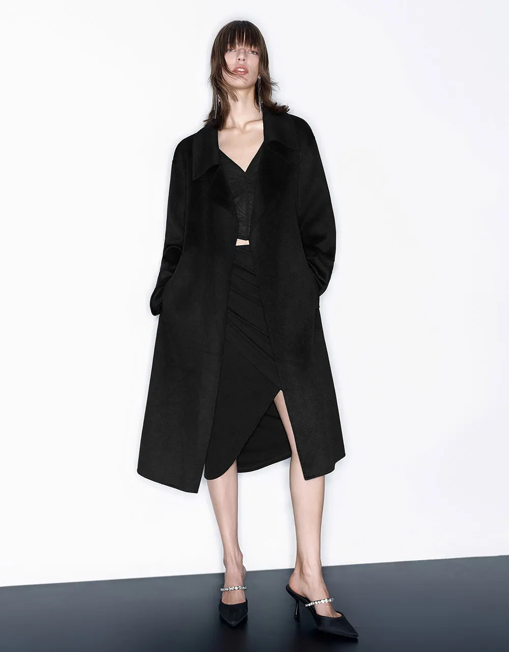 Woolen Long Coat With Belt sold by Urban Revivo