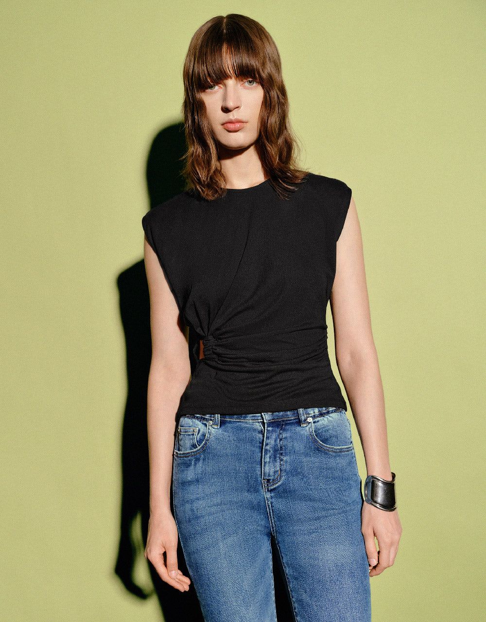 Ruched Crew Neck Tank Top sold by Urban Revivo