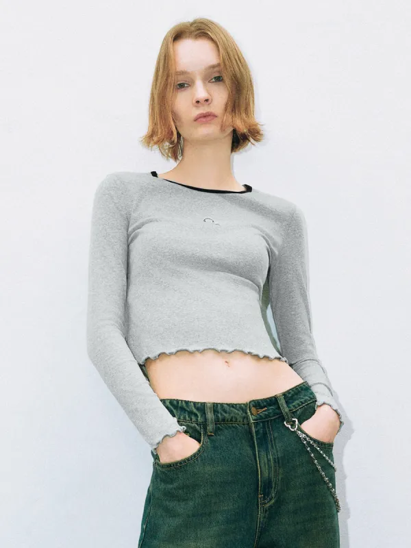 Lettuce Trim Crew Neck Skinny T-Shirt sold by Urban Revivo