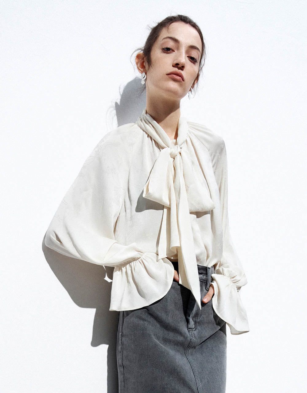 Textured Overhead Shirt With Tie sold by Urban Revivo