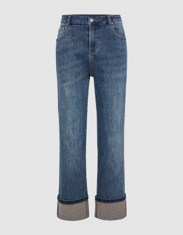 Rolled Up Hem Straight Jeans sold by Urban Revivo
